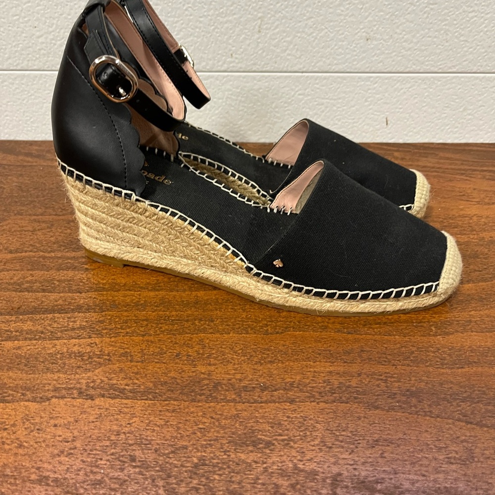 Kate Spade Black Espadrille Wedge Sandals